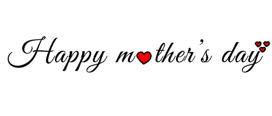 Happy mother's day typography with hearts on white background