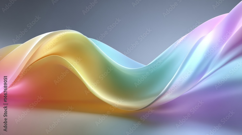 Poster translucent waves in soft pastel colors create a serene and abstract visual experience.