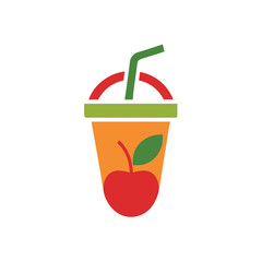 Smoothie Cup Logo with Straw and Fruit for Juice Bar