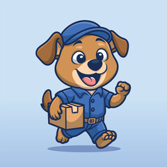 Dog Courier Running Cartoon Delivery