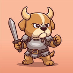 Brave Dog Warrior Cartoon Character