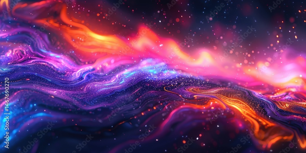 Poster abstract picture vivid color neon light with digital technology style design connecting become dynam