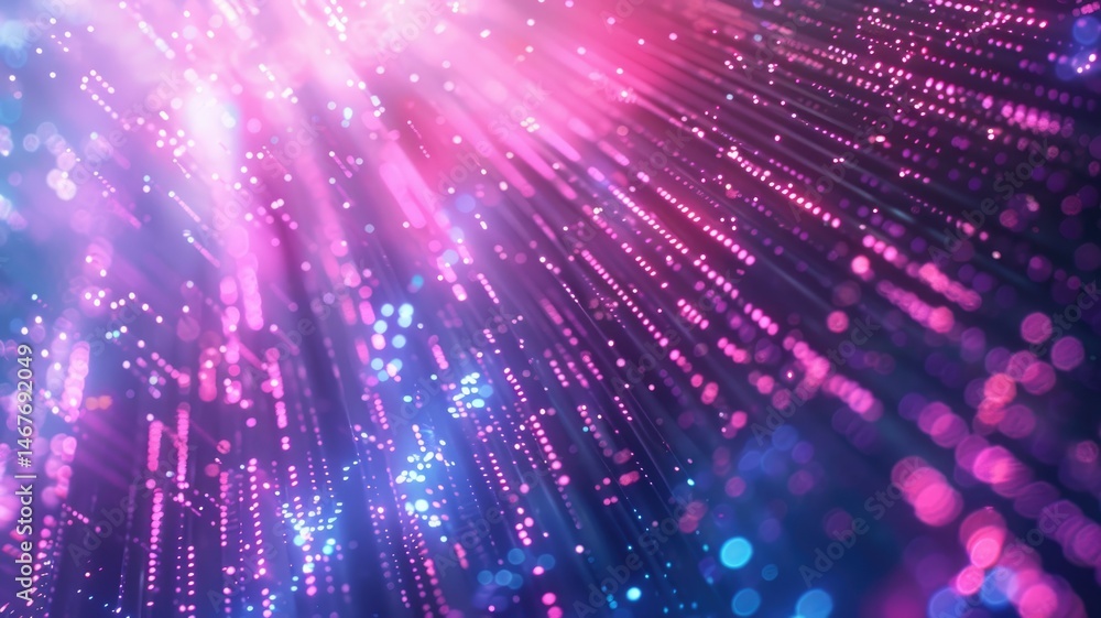 Poster abstract picture micro light sparkling particle represent data flow vivid flowing wave with high tec