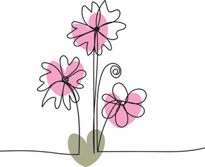 Elegant Floral Line Art Design Delicate Flowers and Leaves for Invitations Branding and More