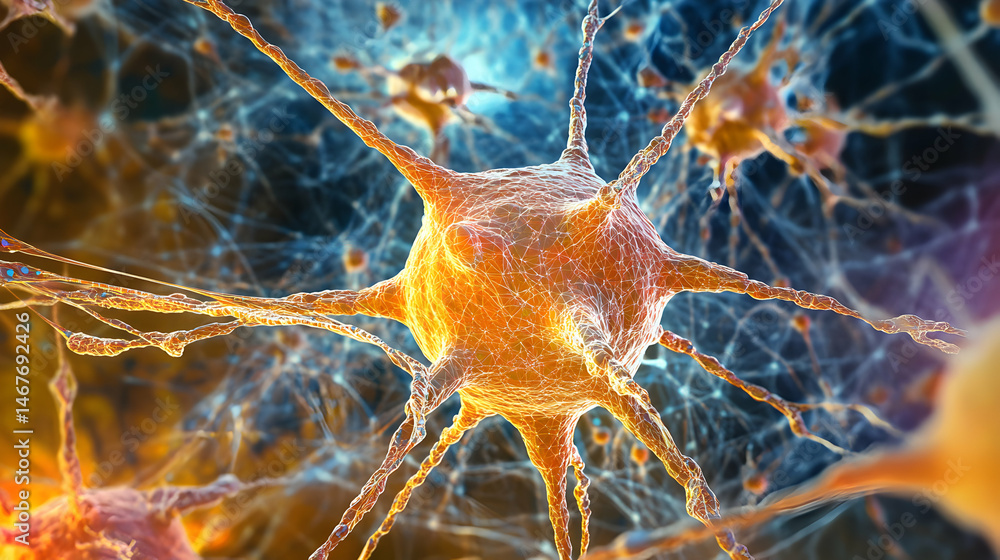 Poster detailed representation of neuron cells showcasing neural network structure