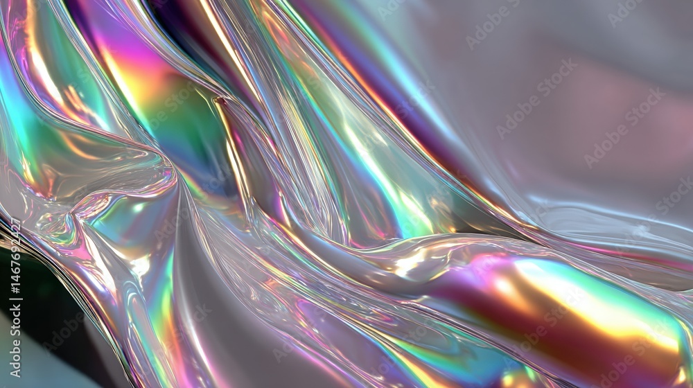 Aufkleber abstract iridescent texture with flowing colors and shimmering light effects.