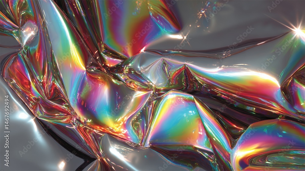 Poster colorful abstract pattern with iridescent reflections and textures.