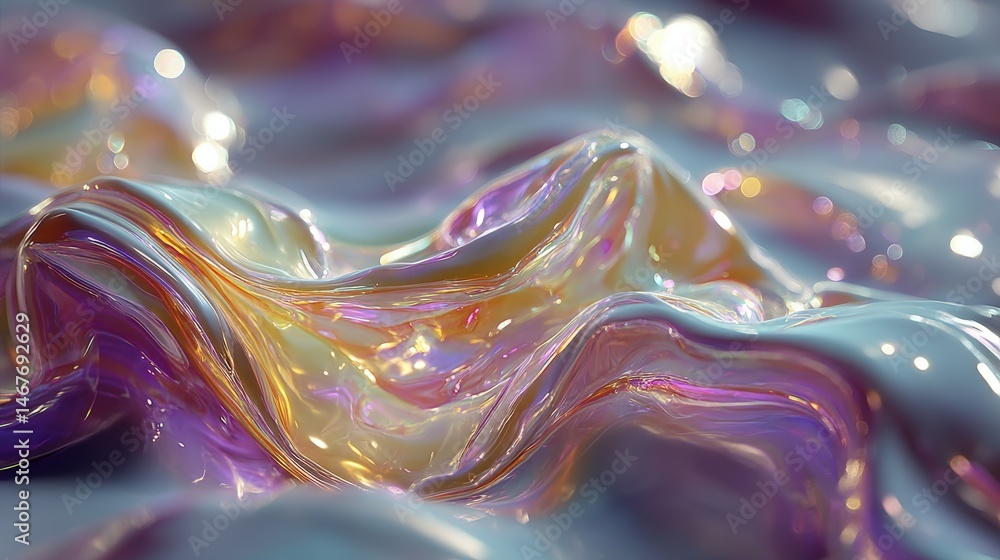 Poster abstract colorful waves with shiny reflections and smooth textures.