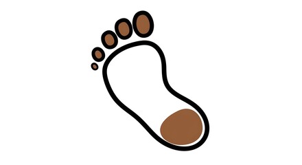 Footprint Illustration with Toes and Heel, Isolated on White