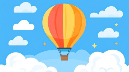 Hot Air Balloon Soaring Through a Sunny Sky