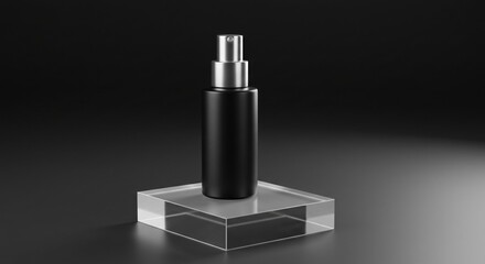 Obraz premium Elegant Black Spray Bottle Mockup Premium Packaging Design for Cosmetics, Perfume, or Skincare Products