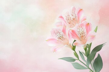 Delicate pink flowers with soft pastel background.