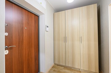standard room interior apartment. room doors, renovation corridor lobby entrance hall