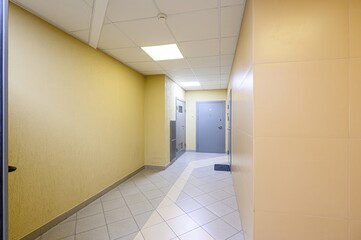 standard room interior apartment. room doors, renovation corridor lobby entrance hall