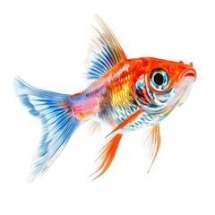 Fototapeta premium Brightly colored goldfish swimming gracefully in a clear environment showcasing its vibrant patterns and fins