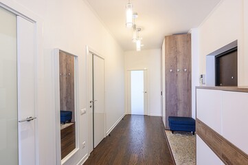 standard room interior apartment. room doors, renovation corridor lobby entrance hall