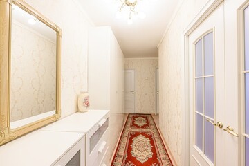 standard room interior apartment. room doors, renovation corridor lobby entrance hall