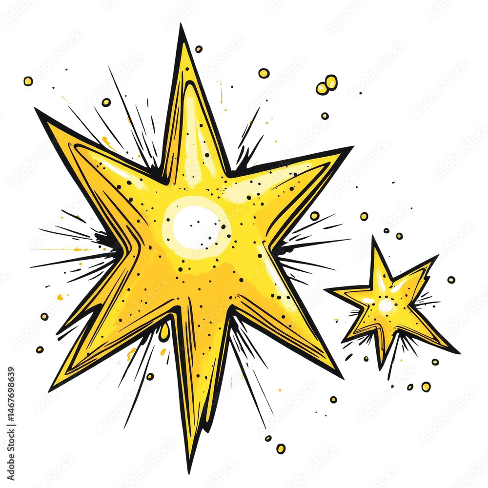 Poster Radiant celestial starburst emblems floating in the void with striking golden illumination