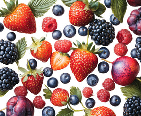 Vibrant berry mix display food fresh environment isolated on transparent background