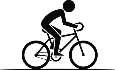 Obraz premium Cyclist riding a bicycle illustration isolated on white background black silhouette symbol