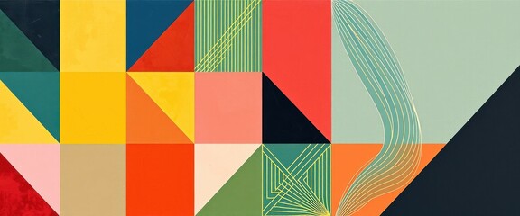 Obraz premium Abstract Geometric Art Vibrant Colors and Dynamic Lines