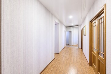 standard room interior apartment. room doors, renovation corridor lobby entrance hall