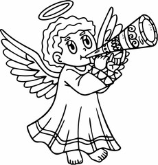 Christian angel blowing trumpet isolated coloring