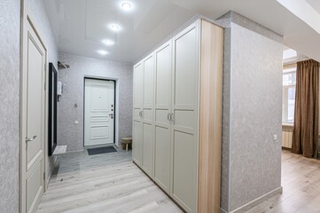 standard room interior apartment. room doors, renovation corridor lobby entrance hall