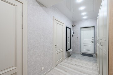 standard room interior apartment. room doors, renovation corridor lobby entrance hall