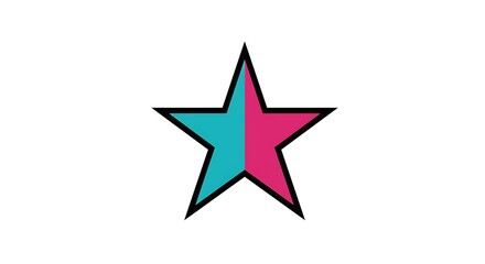 Obraz premium Stylized Star Shape with Split Blue and Pink Color