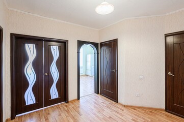 standard room interior apartment. room doors, renovation corridor lobby entrance hall