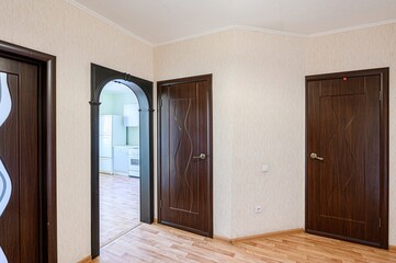 standard room interior apartment. room doors, renovation corridor lobby entrance hall