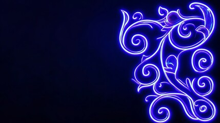 Neon blue floral design on dark background