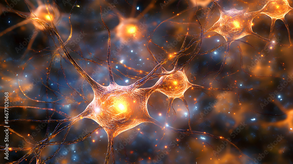 Poster dynamic neural network visualization depicting brain activity and connectivity
