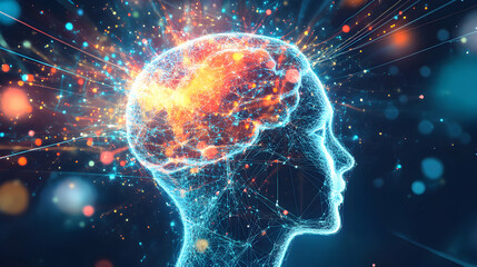 Abstract digital brain activity illustrating intelligence and neuroscience