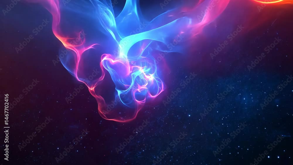 Poster ethereal smoke swirls colorful cosmic abstract art, creating vibrant and mesmerizing light patterns.