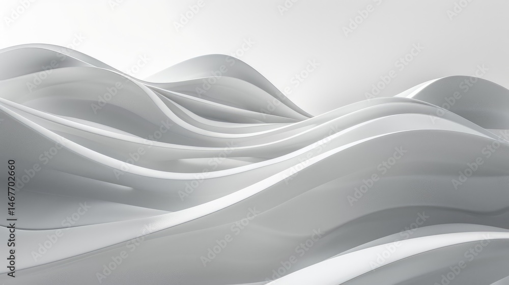 Poster abstract white flowing waves resembling fabric. background image of 3d rendering art with wavy textu