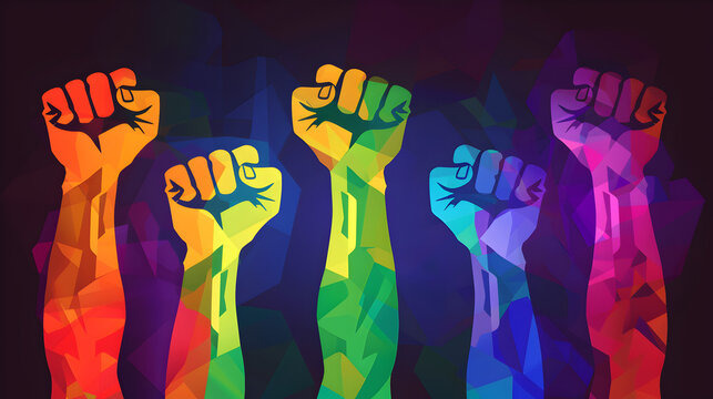 colorful hand prints, Labor Day banner