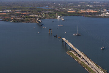 Aerial Francis Scott Key Bridge, Baltimore, MD