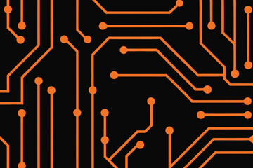Abstract orange circuit board design tech background modern digital pattern network connections