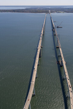 Aerial Chesapeake Bay Bridge, VA