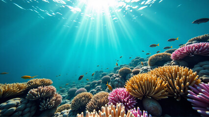 Vibrant Coral Ecosystem Flourishing Underwater