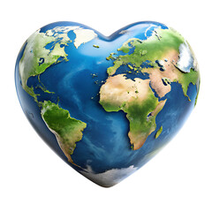 Heart shaped earth globe