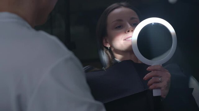 A comprehensive and indepth Aesthetic Consultation with Client in a Modern Dental clinic setting