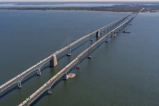 Aerial Chesapeake Bay Bridge, VA