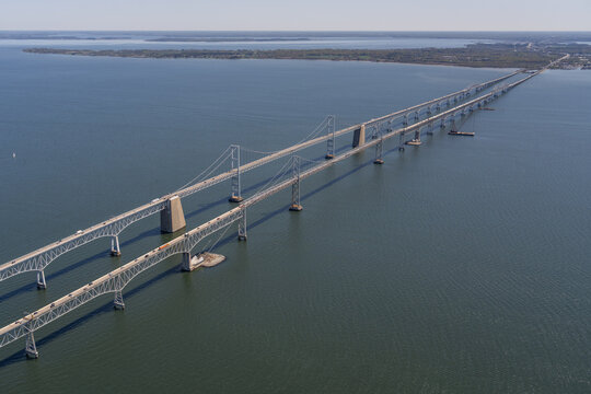 Aerial Chesapeake Bay Bridge, VA