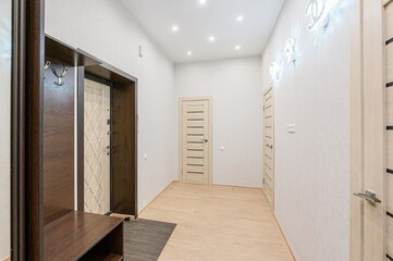 standard room interior apartment. room doors, renovation corridor lobby entrance hall