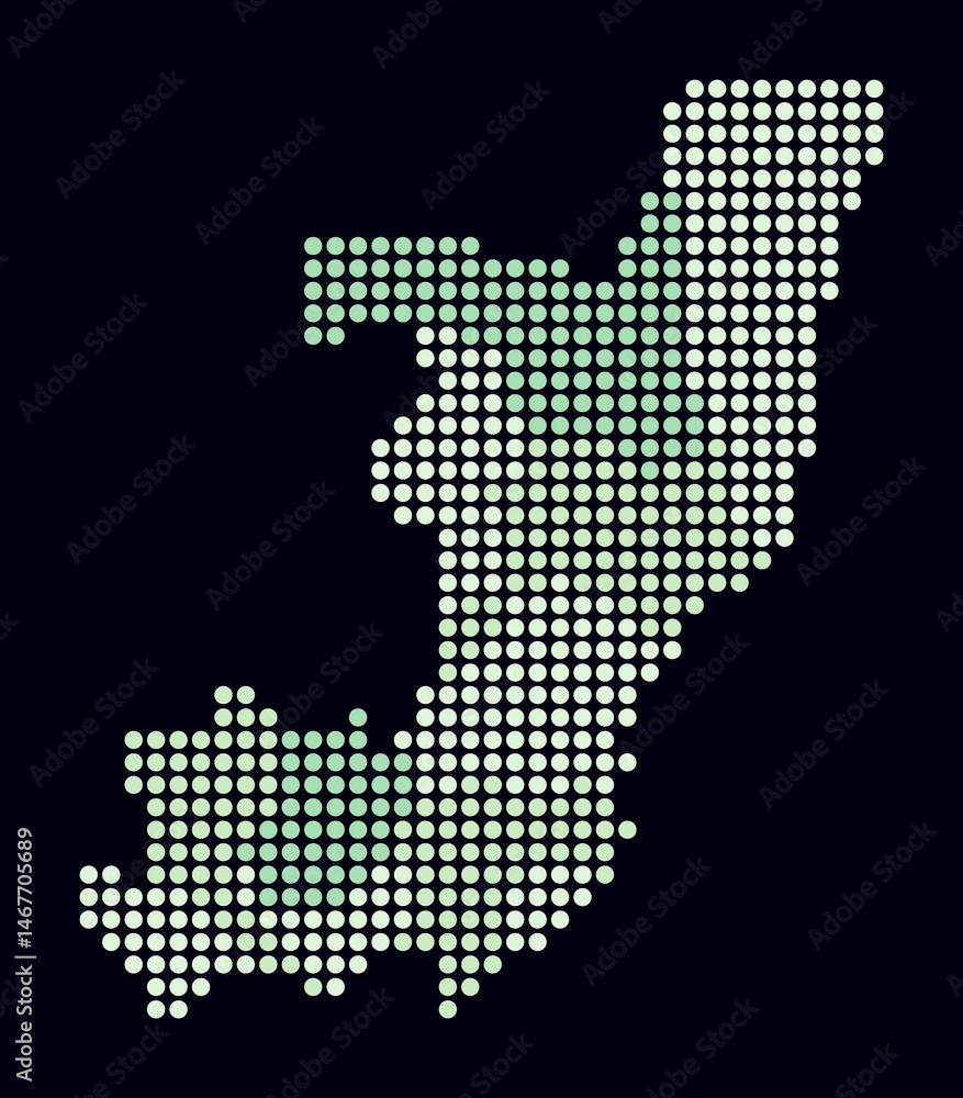 Aufkleber republic of the congo dotted map. digital style map of the country on dark background. republic of t