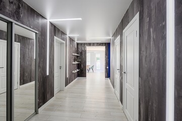 standard room interior apartment. room doors, renovation corridor lobby entrance hall