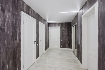 standard room interior apartment. room doors, renovation corridor lobby entrance hall